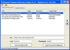 Internet Explorer password recovery