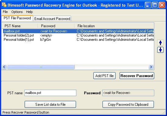 Outlook pst password recovery
