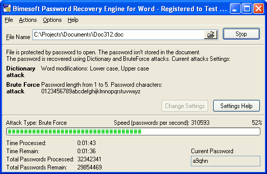 Password Recovery Engine for Word 1.1
