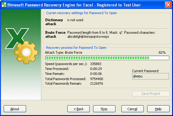 Password Recovery Engine for Excel 2.2 screenshot