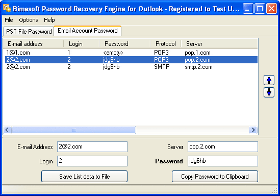 Outlook mail password recovery